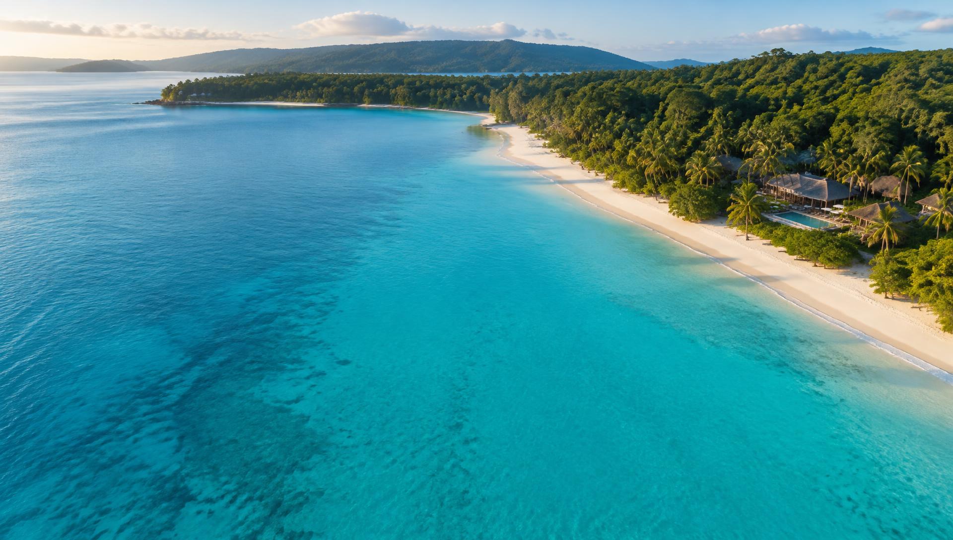 Turquoise shoreline and tropical forest at Havelock Island